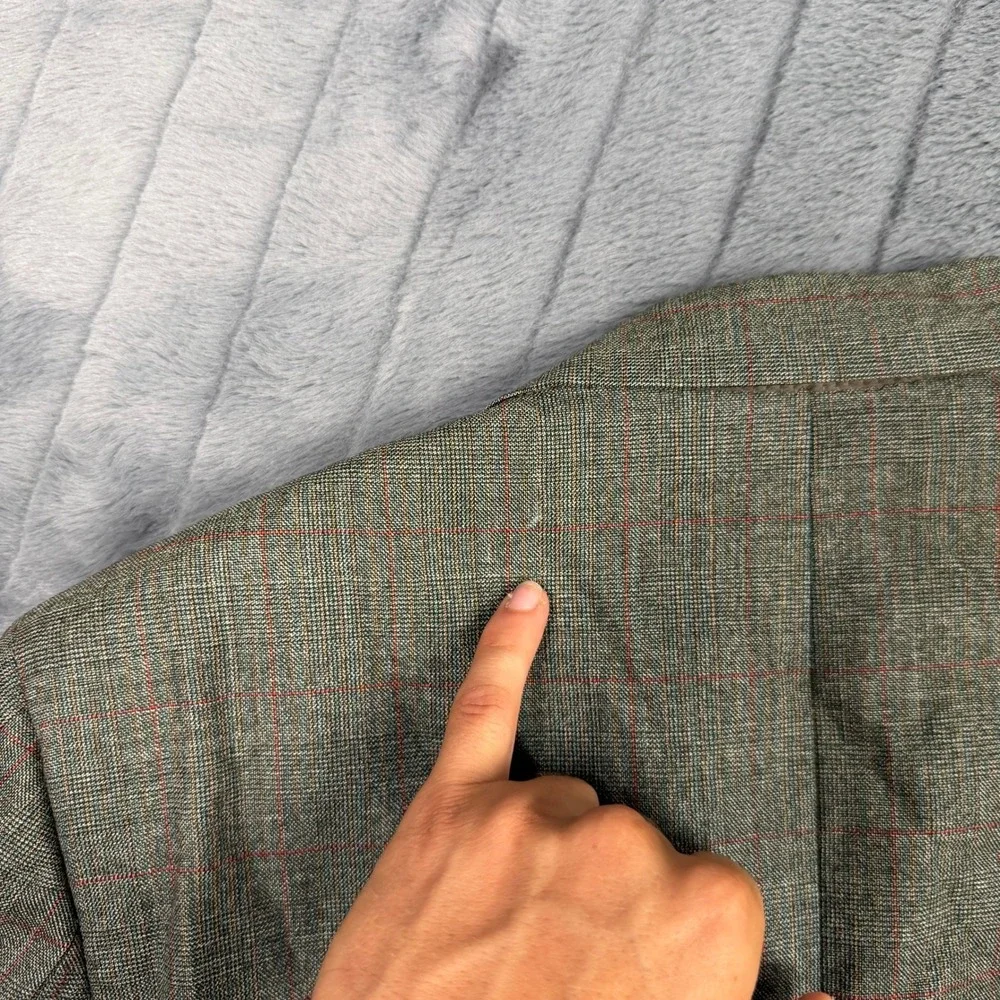 Vintage Cedarbrooke Teppers Pure Virgin Wool Plaid Blazer Mens 42 Reg 1972 Grey